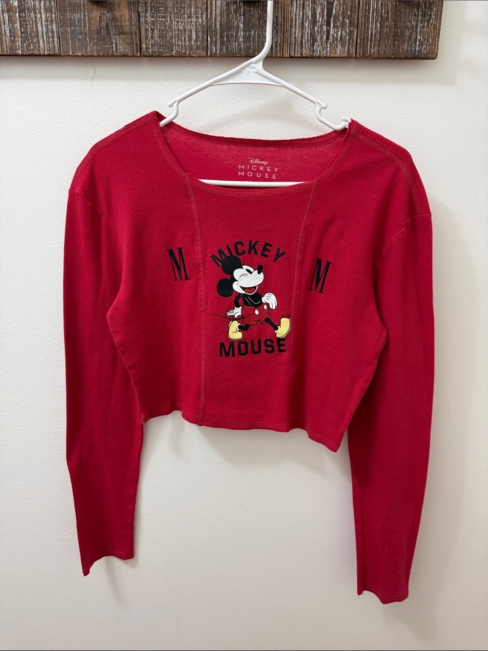 Disney Red Mickey Mouse Cropped Pullover